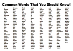Dolch Common Words Placemat