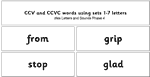 CCV and CCVC words using sets 1-7 letters