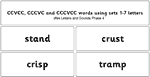 CCVCC, CCCVC and CCCVCC words using sets 1-7 letters